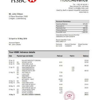 Luxembourg HSBC download template file