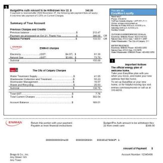 Canada Enmax business utility bill Word and PDF template download template file
