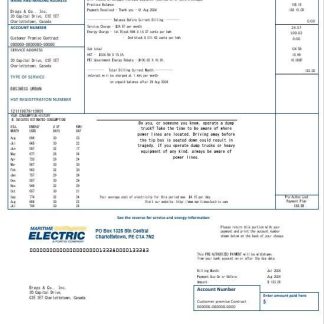 Canada Maritime Electric business utility bill template in Word and pdf format download template file