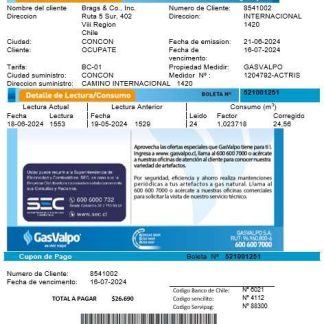 Chile GasValpo business utility bill template fully editable in word and pdf formats1 download template file