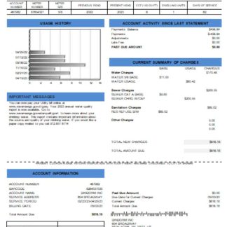 City of Savannah utiliyu business bill, SCR download template file
