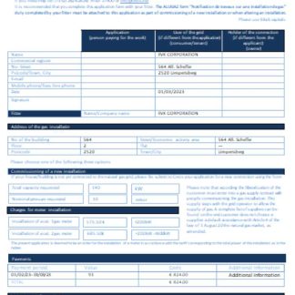 Creos Luxembourg gas utility business bill SCR download template file