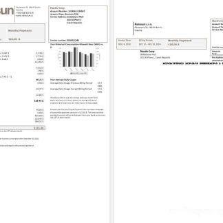 Czech Republic Nanosun sro business utility bill template in Word in pfd formats download template file