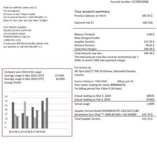 Czechia Veolia Energy Czech Republic energy business utility bill in word and pdf formats1 download template file