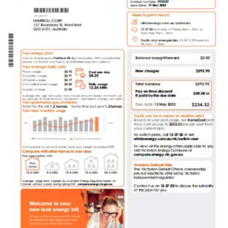 Alinta energy electricity utility business bill, page 1, SCR download template file