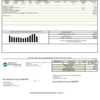 Deep East Texas Electric utility business bill, SCR download template file