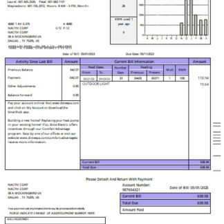 Dixie Electric utility business bill, SCR download template file