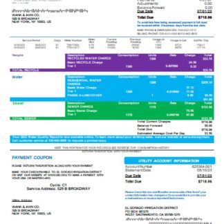 El Dorado Irrigation District utility business bill SCR download template file