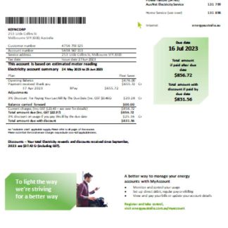 Energy Australia electricity utility business bill SCR download template file