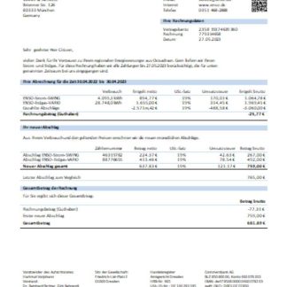 ENSO electricity utility business bill SCR download template file