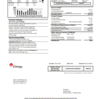 Entergy utility business bill, page 1, SCR download template file