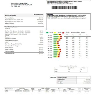 Erie Thames utility business bill, SCR download template file