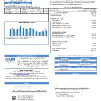 Fallbrook Public Utility District utility business bill, SCR download template file