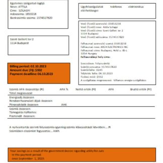 FIDESZ easy to fill utility business bill, SCR download template file