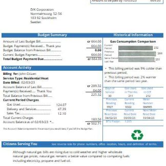 Fitol gas utility business bill, SCR download template file