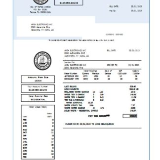 Florida water utility business bill, SCR download template file