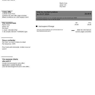 France Sosh business utility bill Word and PDF template1 download template file