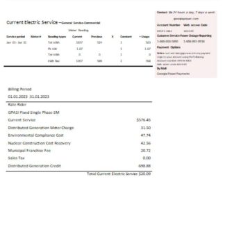 Georgia Power utility business bill SCR download template file