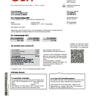 Germany E.ON Energie electricity utility business bill SCR download template file