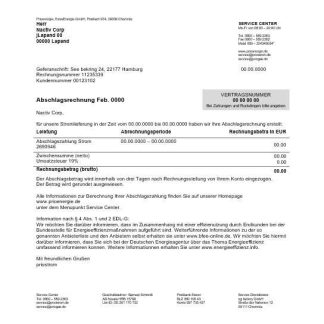 Germany Prioenergie proof of address business utility bill template in Word and PDF formats download template file