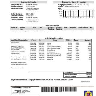 Ghana Electricity Company of Ghana business utility bill template in Word and PDF formats download template file