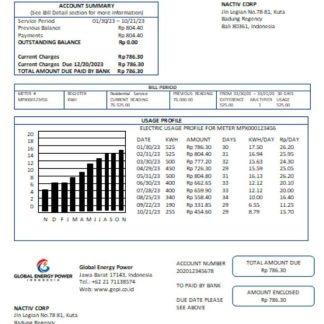 Global Energy Power utility business bill, SCR download template file