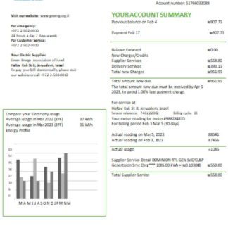 Green Energy Association of Israel utility business bill SCR download template file