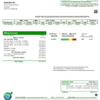 GreenWorld utility business bill, SCR download template file