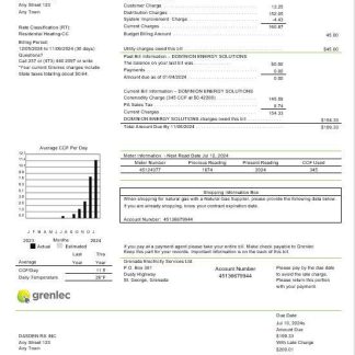 Grenada Electricity Services business utility bill Word and PDF template download template file