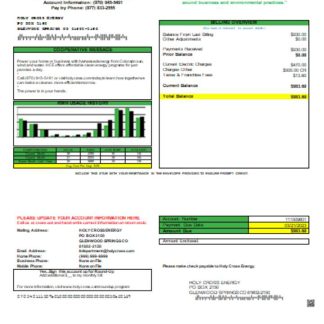 Holy Cross Energy utility business bill,GO download template file