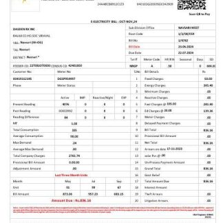 INDIA DGVCL business utility bill Word and PDF template download template file