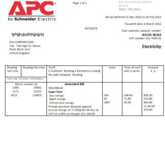 APC electricity utility business bill, SCR download template file