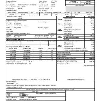 INDIA MPWZ business utility bill Word and PDF template download template file