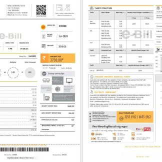INDIA TORRENT POWER business utility bill Word and PDF template download template file