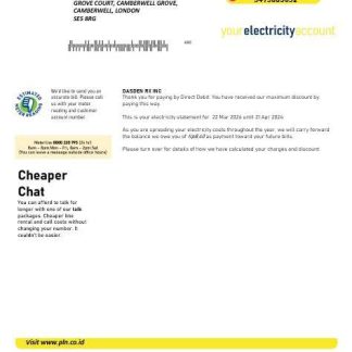 Indonesia PLN electricity business utility bill template in Word and PDF formats download template file