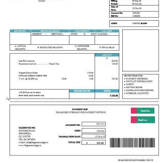 Ireland Flogas Natural Gas business utility bill template in Word and PDF formats download template file