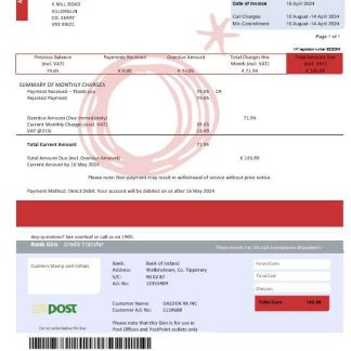 Ireland Meteor business utility bill template fully editable in PSD formats download template file
