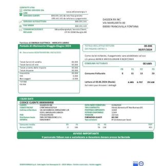 Italy Edison business utility bill template in Word and PDF formats, good for address prove download template file
