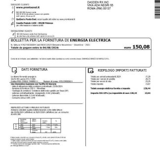 Italy Enel electricity business utility bill template in Word and PDF formats download template file