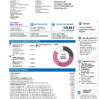 Italy Enel Energia business utility bill template in Word and PDF formats download template file