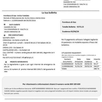 Italy Linea Italia business utility bill template in Word and PDF format download template file