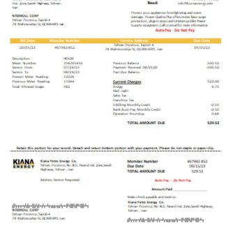 Kiana Petro Energy Co utility business bill, SCR download template file