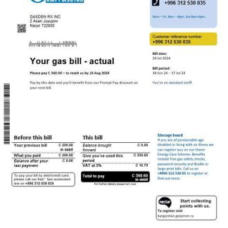 Kyrgyzstan Gazprom business utility bill template in Word and PDF formats download template file