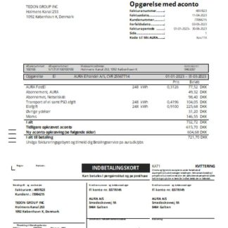 Aura Energi utility business bill, SCR download template file
