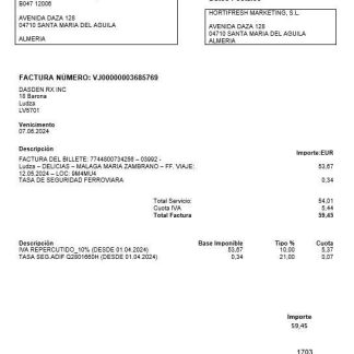 Latvia Renfe business utility bill template in Word and PDF formats download template file