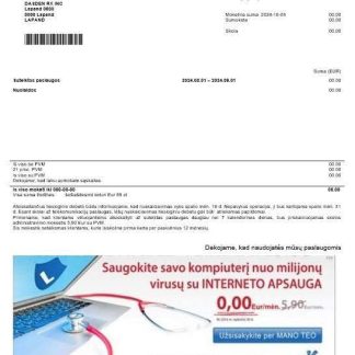 Lithuania Teo business utility bill template in Word and PDF formats download template file