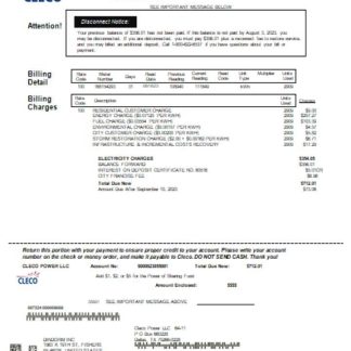 Louisiana Cleco Power electricity utility business bill, SCR download template file