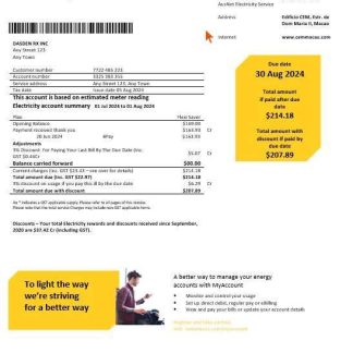 Macau CEM electricity business utility bill Word and PDF template download template file