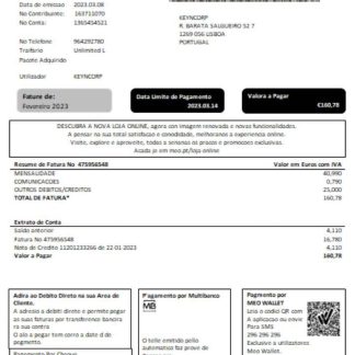 MEO utility business bill, SCR download template file