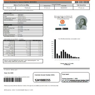 Meralco Philippines electricity utility business bill, SCR1 download template file